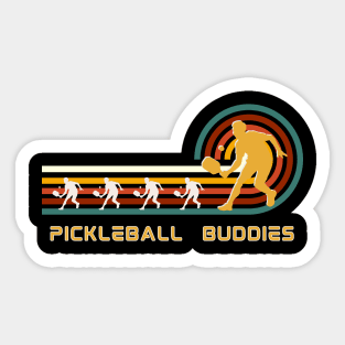 pickleball buddies,  group team GREEN player retro style , paddle, dink Sticker